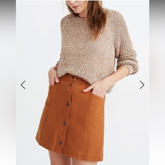 Madewell Button Snap Front A Line Mini Skirt Woman’s Sz 0 Pumpkin Spice Tan - Picture 1 of 9